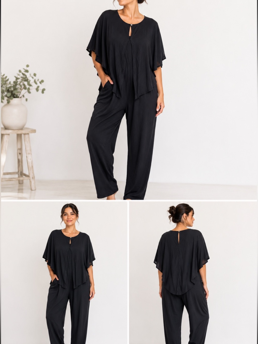Soft surroundings REYNA puma cotton blank cape jumpsuit large new with…